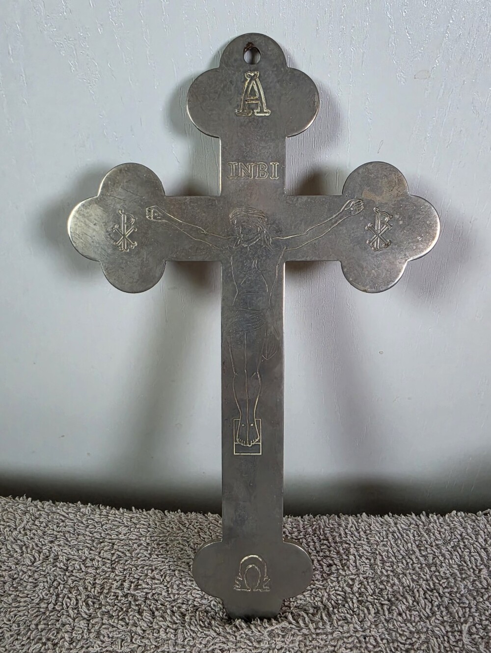Vintage 1962 Rodan Stainless Steel Crucifix.